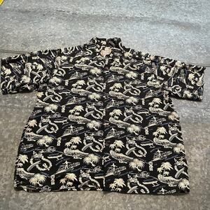 Vintage Reyn Spooner Hawaiian Shirt Mens Large Waikiki Beach Surfboard Hula Tiki